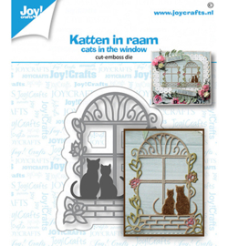 6002/1534 Joy! Crafts Stans debos-embosmal Venster met katten