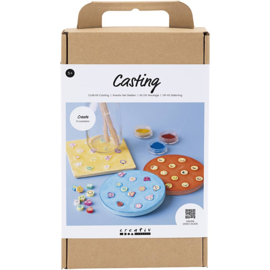 977749 Creativ Company Hobbyset Gieten, Tegels, blauw, rood, geel