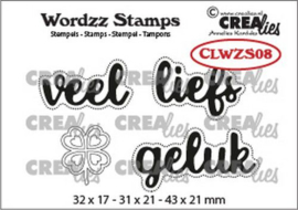CLWZS08 Crealies Clearstamp Wordzz Veel liefs