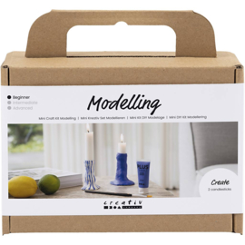 977658 Creativ Company Mini Hobbyset Boetseren, Kandelaar, ultra marine