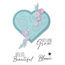 665652 Sizzix Framelits Die & Stamp Set Blooming Heart By Olivia Rose