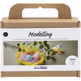 977681 Creativ Company Mini Hobbyset Boetseren, Paasproducten, lichtblauw, oranje, pastel roze, lichtgeel