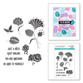 STP053 Spellbinders Clear Acrylic Stamps Embroidery Flowers