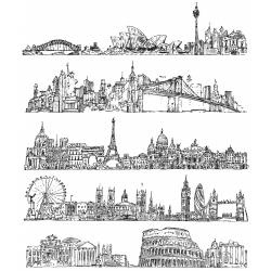 CMS 224 Tim Holtz Cling Rubber Stamp Set Cityscapes