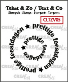 CLTZV05 Crealies Clearstamp Tekst & Zo Rond: prettige feestdagen