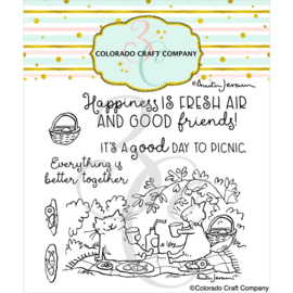 C3AJ804 Colorado Craft Company Clear Stamps Picnic Cats-By Anita Jeram 4"X4"