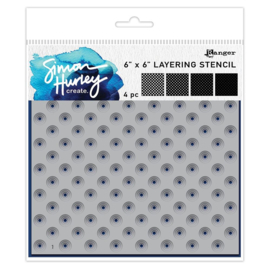 HUS85607 Simon Hurley create. Stencil Polka Dot Assortment 6"X6"