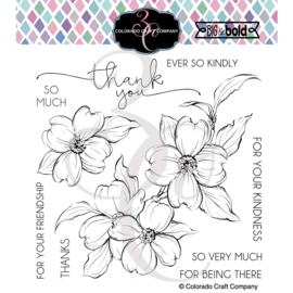 647541 Colorado Craft Company Clear Stamps Thank You Dogwood-Big & Bold 6"X6"