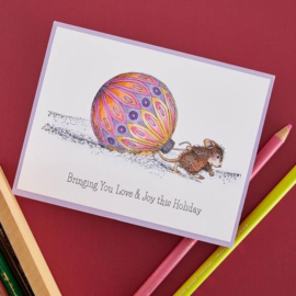 RSC016 House Mouse Cling Rubber Stamp Briging Christmas To You