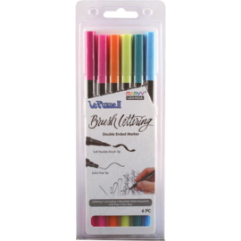 380990 Le Plume II Double-Ended Brush Lettering Marker Bright Set 6/Pkg