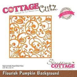 444056 CottageCutz Elites Die Flourish Pumpkin Background, 3.5"X3.5"