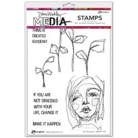 MDR77749 Dina Wakley Media Cling Stamps Be Obsessed 6"X9"