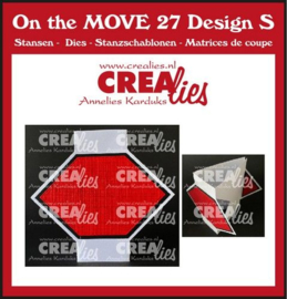 CLMOVE27 Crealies on the MOVE Design S Drieh. kaart halve diag. vierkanten