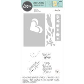 665654 Sizzix Framelits Die & Stamp Set Butterfly Wishes By Olivia Rose