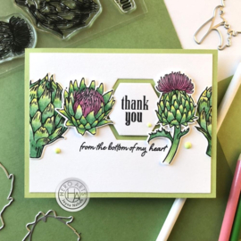 672557 Hero Arts Clear Stamp & Die Combo Artichoke Blooms