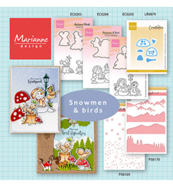 EC0204 Marianne Design Stempel Eline's Animals Snowman & Bird