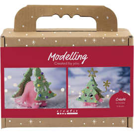 977834 Creativ Company Mini Hobbyset Boetseren, Kerstboommonster, diverse kleuren