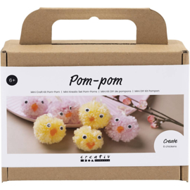 977684 Creativ Company Mini Hobbyset Pompom, Kuikens, diverse kleuren