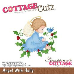 085789 CottageCutz Dies Angel W/Holly 2.6" To 4.1"