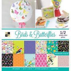 209078 DCWV Paper Stack Birds & Butterflies 12"X12" 48/Pkg