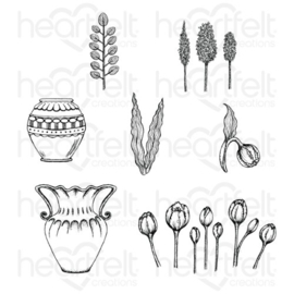 569075 Heartfelt Creations Cling Rubber Stamp Set Tulip Vase & Fillers 5"X6.5"