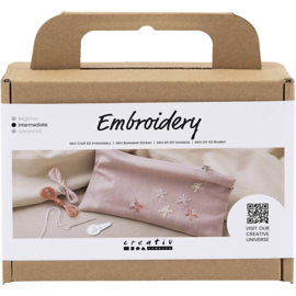 970843 Creativ Company Mini Hobbyset Borduurwerk, Clutch-tas, dusty rose