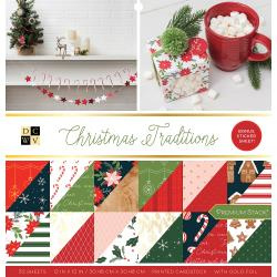 544204 DCWV Double-Sided Cardstock Stack Christmas Traditions 12"X12"