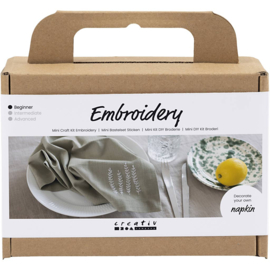 977648 Creativ Company Mini Hobbyset Borduren, Servet, dusty groen