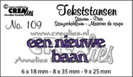 115634/3209 Crealies Tekststans no 109 een nieuwe baan (NL)