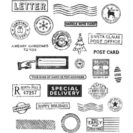 CMS -LG 323 Tim Holtz Cling Stamps Holiday Postmarks 7"X8.5"