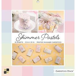 209601 DCWV Cardstock Stack Shimmer Pastels Solid 12"X12" 30/Pkg