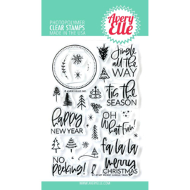 661781 Avery Elle Clear Stamp Set Merry Circle Tags 4"X6"