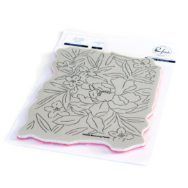 PF182222 Pinkfresh Studio Cling Rubber Background Stamp Blooming Peony A2