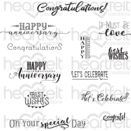 554388 Heartfelt Creations Cling Rubber Stamp Set Celebrate Love Sentiments 5"X6.5