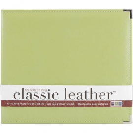 517025 We R Classic Leather 3-Ring Album Kiwi 12"X12"