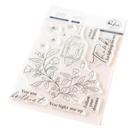 5A0021NJ Pinkfresh Studio Clear Stamp Set Lantern Botanicals 4"X6"