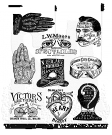 CMS 372 Tim Holtz Cling Stamps Eclectic Adverts 7"X8.5"