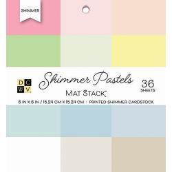 211537 DCWV Cardstock Stack Shimmer Pastels Solid 6"X6" 36/Pkg