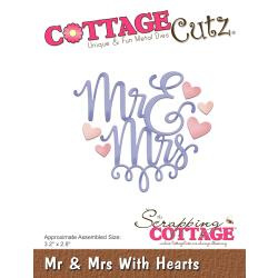 059283 CottageCutz Dies Mr & Mrs With Hearts 3.2"X2.8"