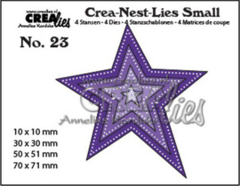 115634/1223 Crealies Crea-nest-Lies Small ster met dubbele stippenlijn (4x) CNLS23 max 70x71mm