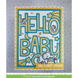 LF3102 Lawn Cuts Custom Craft Die Giant Outlined Hello Baby