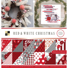 544206 DCWV Double-Sided Cardstock Stack Red & White Christmas 12"X12"
