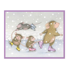 RSC018 House Mouse Cling Rubber Stamp Hold On!