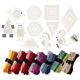 97074 Creativ Company Figuren met borduurgaren, 8-17 cm, diverse kleuren