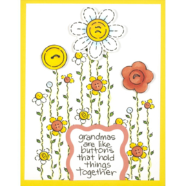 654042 Stampendous Perfectly Clear Stamps Button Blossoms