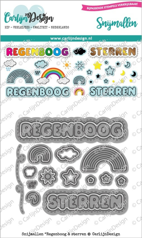 CDSN-0101 CarlijnDesign Snijmallen Regenboog & Sterren