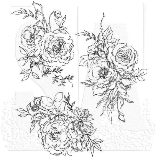 CMS 430 Tim Holtz Cling Stamps Floral Outlines  7"X8.5"