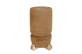 Vaas "Issabel" XXL naturel glas/hout 15x15x30cm