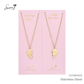Set Ketting 2 Stuks Love You To The Moon And Back RVS Goud Sweet7