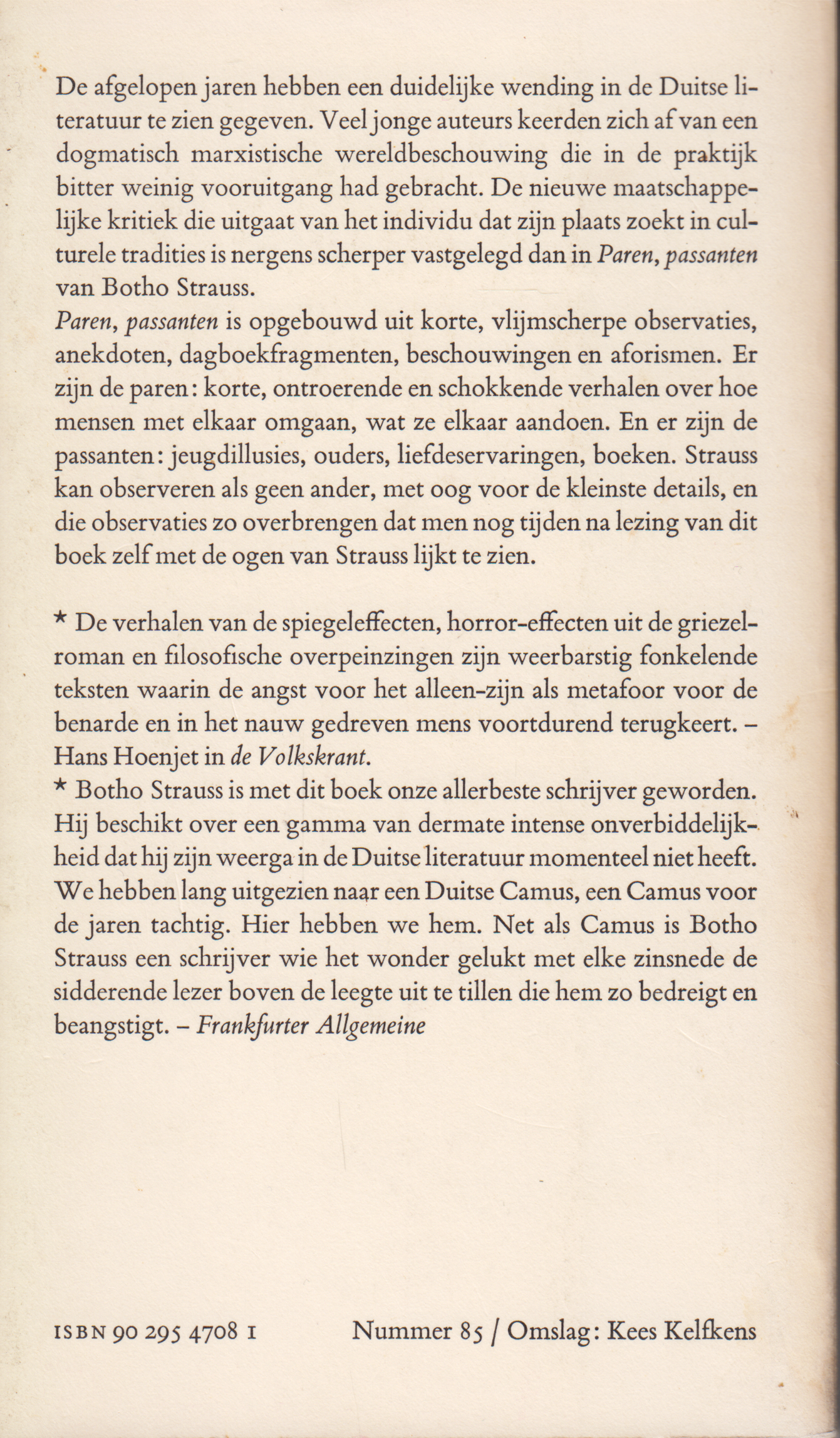 Paren, passanten, Botho Strauss